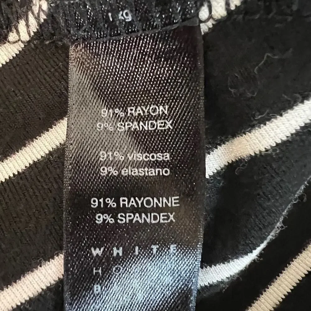 White House Black Market Womens Dress Large Black White Striped Flared A-Line